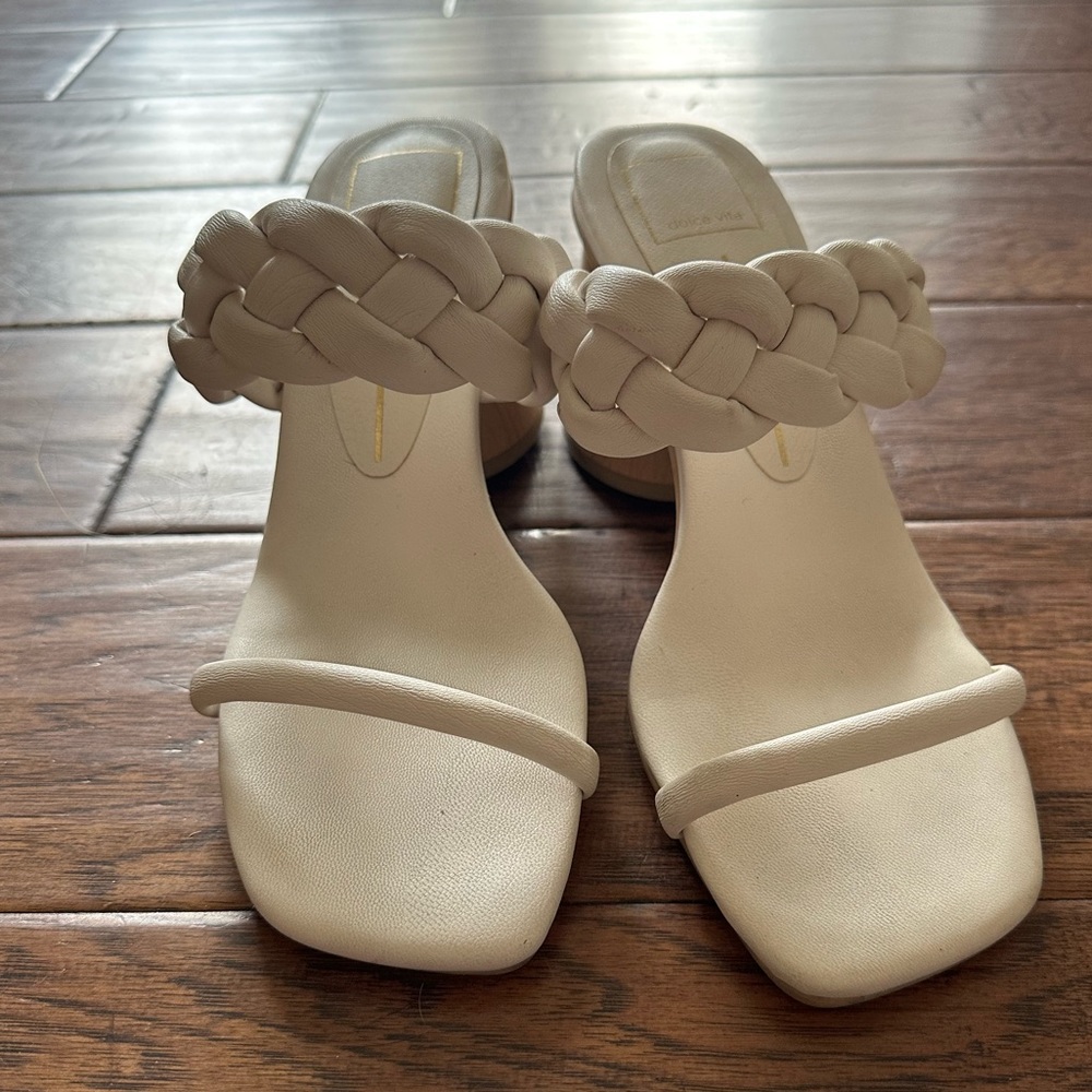 Dolce Vita Cream Braided Strap Heeled Sandals